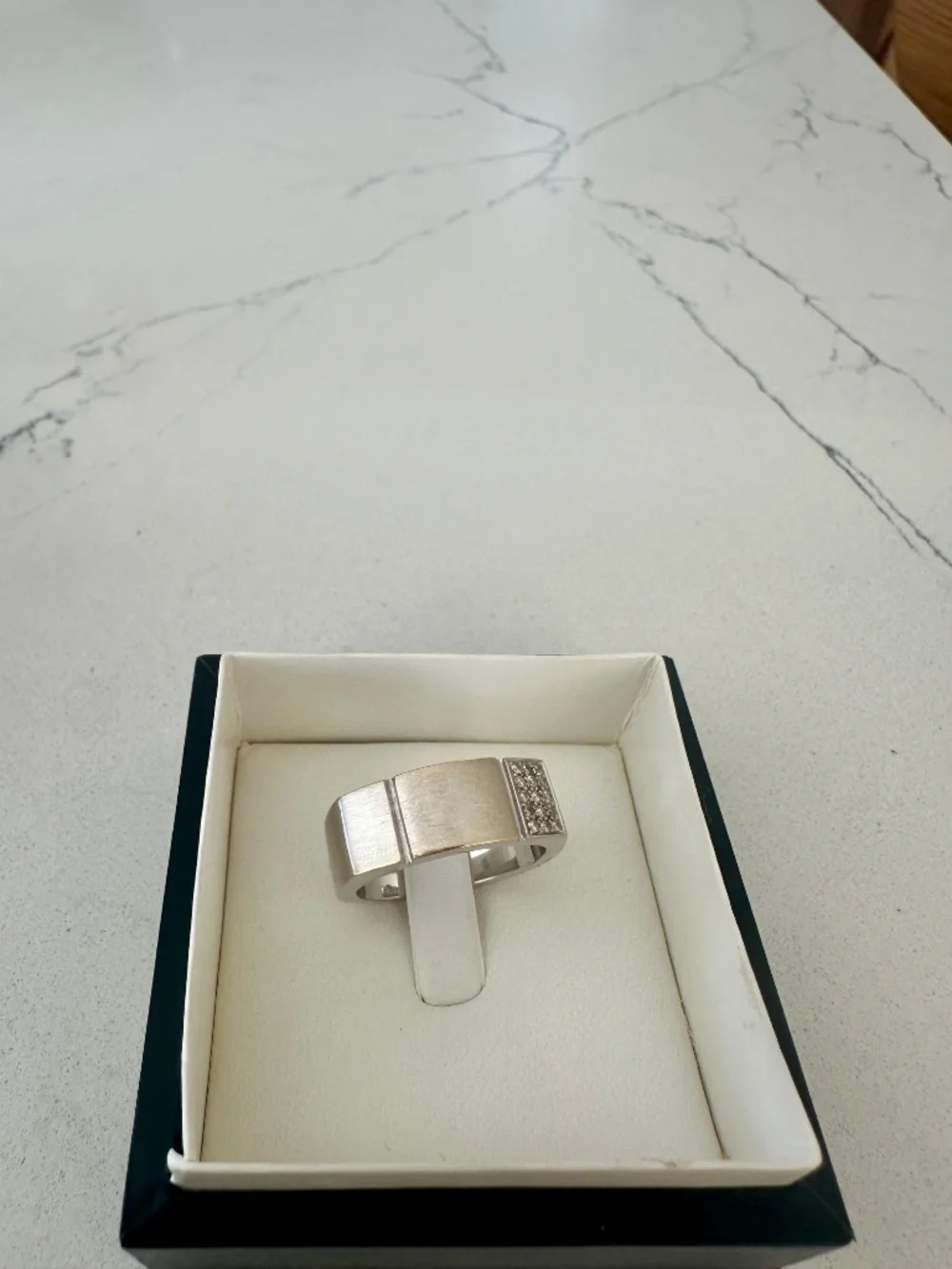 Men’s 18K Solid White Gold and Diamond Ring by Unique - Pre Owned - Very Good